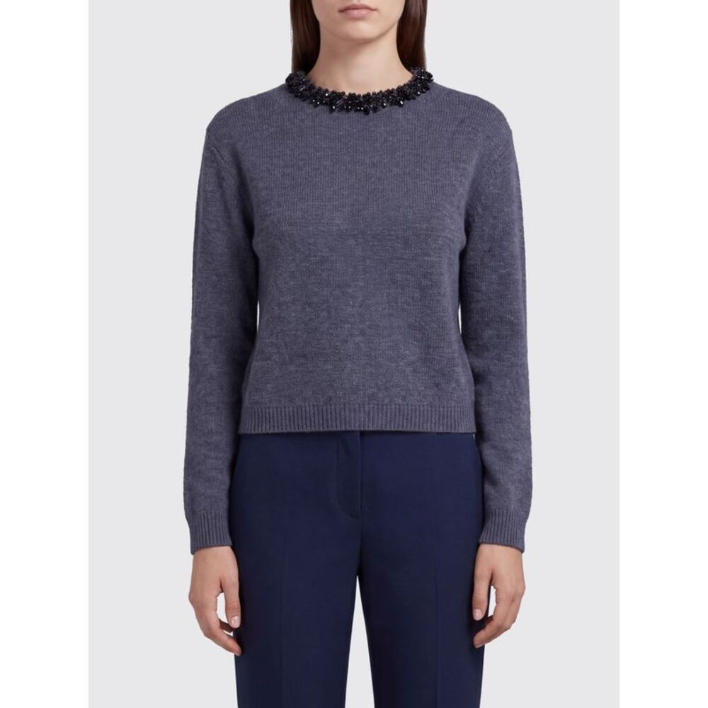 Crystal-Embellished Crewneck Jumper Semicouture In Wool And Cashmere